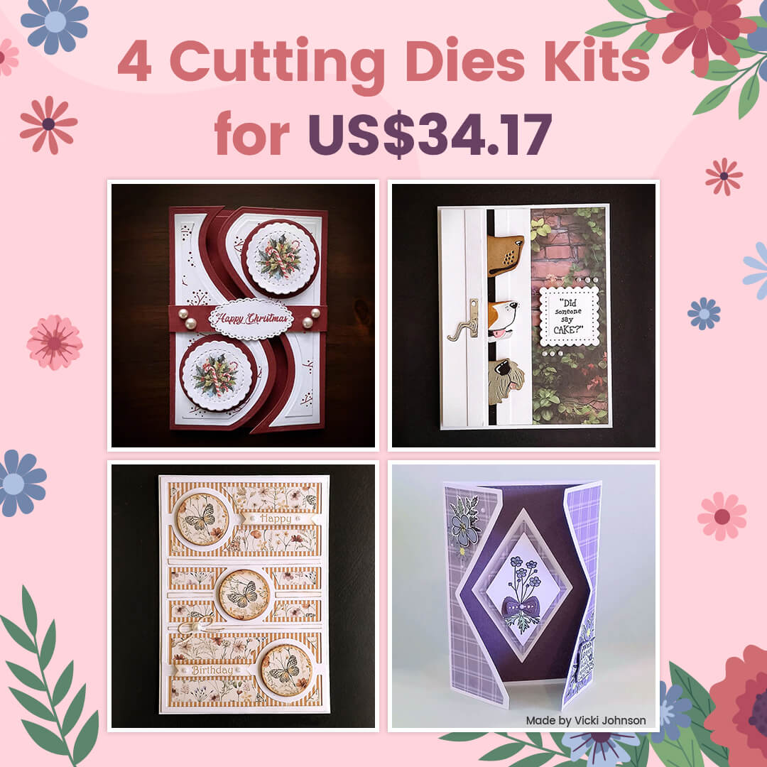 Kokorosa Cutting Dies Bundle with 4 Items