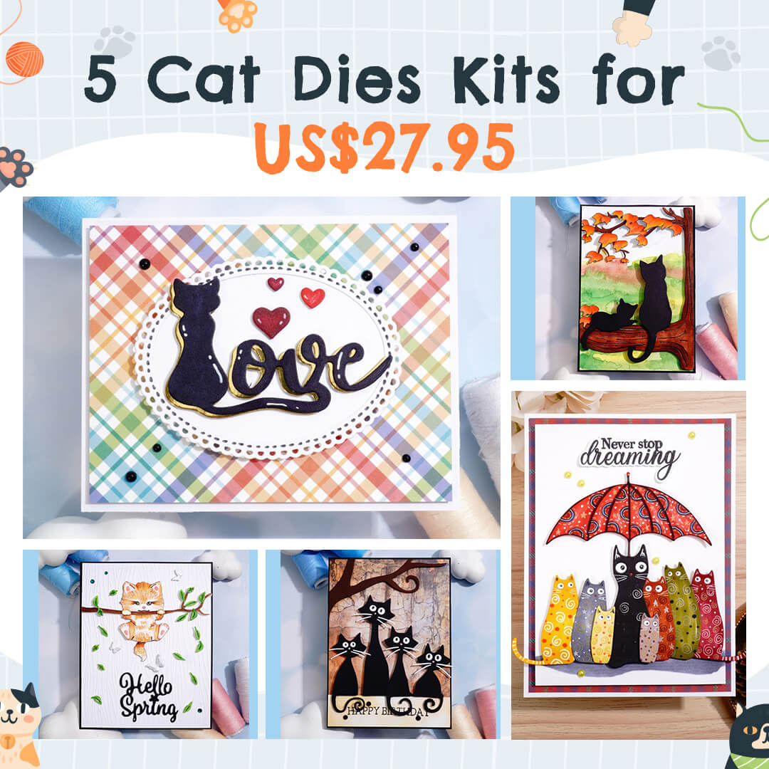 Kokorosa Cats Dies Bundle with 5 Items
