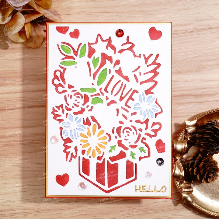 Kokorosa Metal Cutting Dies with Gift Flower Background Board