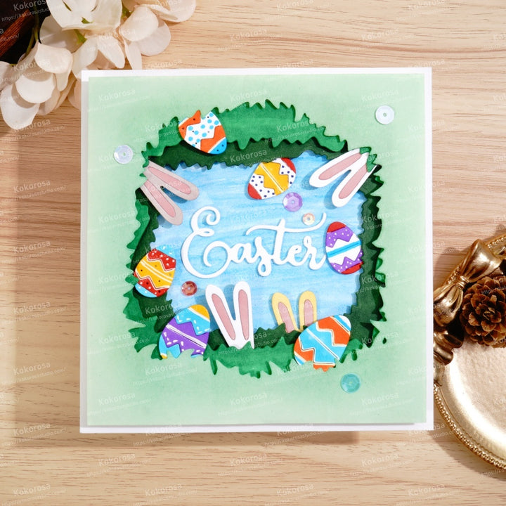 Kokorosa Metal Cutting Dies with 3 Layers of Grass,Eggs and Rabbit Ears