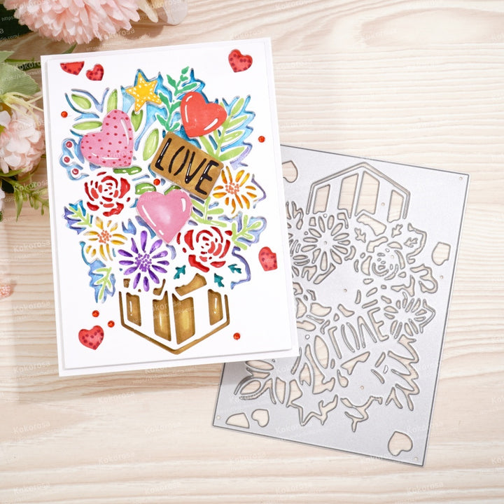 Kokorosa Metal Cutting Dies with Gift Flower Background Board