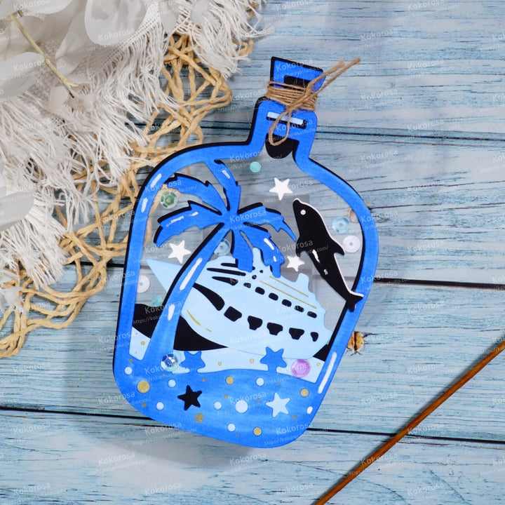 Kokorosa Metal Cutting Dies with Palm Tree Whale and Cruise in the Bottle