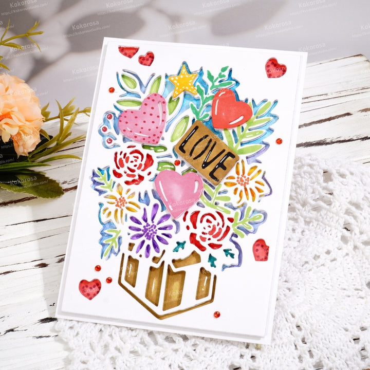 Kokorosa Metal Cutting Dies with Gift Flower Background Board