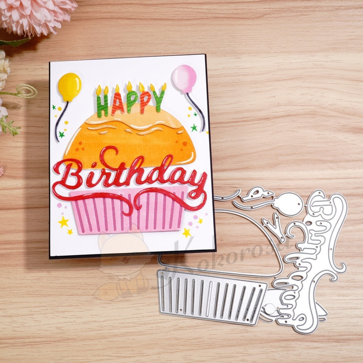 Kokorosa Metal Cutting Dies with Happy Birthday Cake