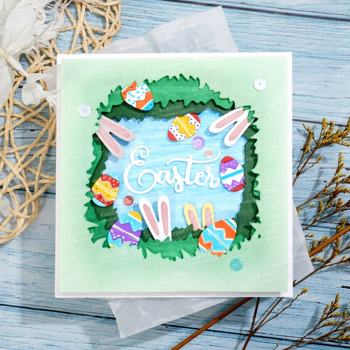 Kokorosa Metal Cutting Dies with 3 Layers of Grass,Eggs and Rabbit Ears