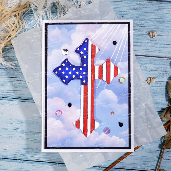 Kokorosa Metal Cutting Dies with American Flag Cross