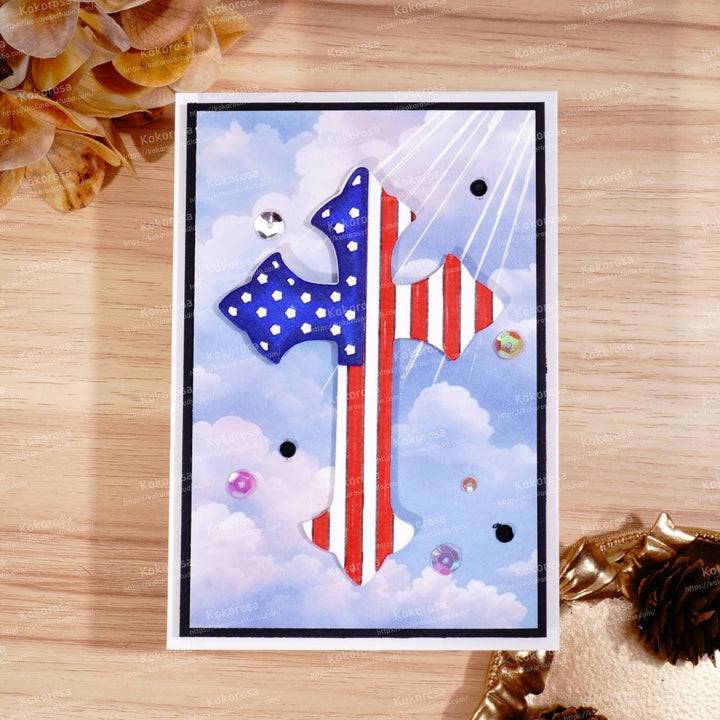 Kokorosa Metal Cutting Dies with American Flag Cross