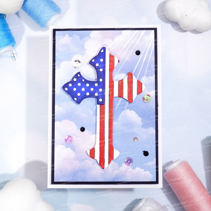 Kokorosa Metal Cutting Dies with American Flag Cross