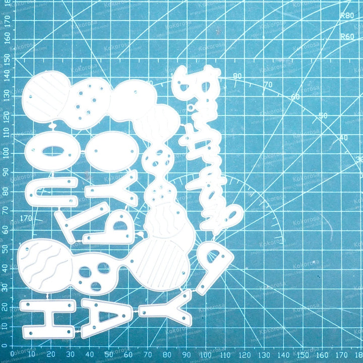 Kokorosa Metal Cutting Dies with HAPPY Birthday TO YOU Word and Balloons