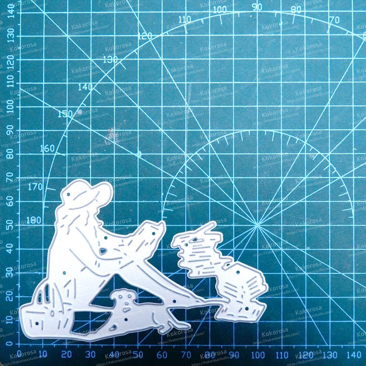 Kokorosa Metal Cutting Dies with Reading Girl and Dog
