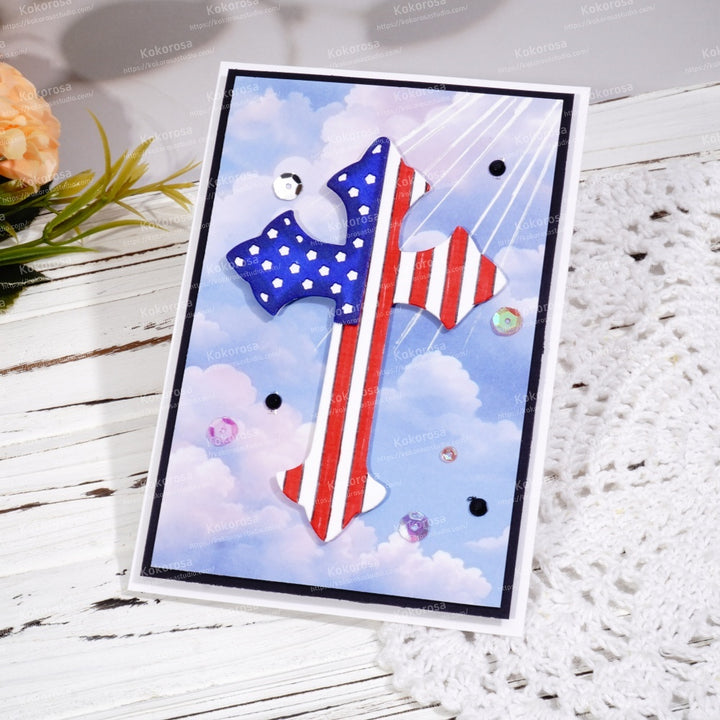 Kokorosa Metal Cutting Dies with American Flag Cross