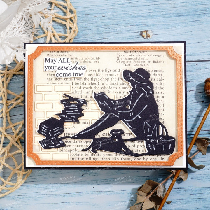 Kokorosa Metal Cutting Dies with Reading Girl and Dog