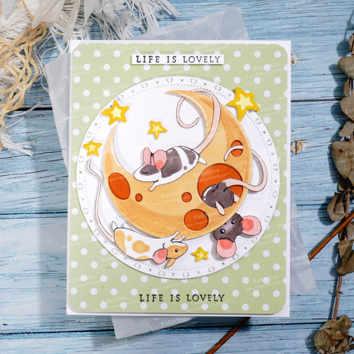 Kokorosa Metal Cutting Dies with Cheese Moon and Rat