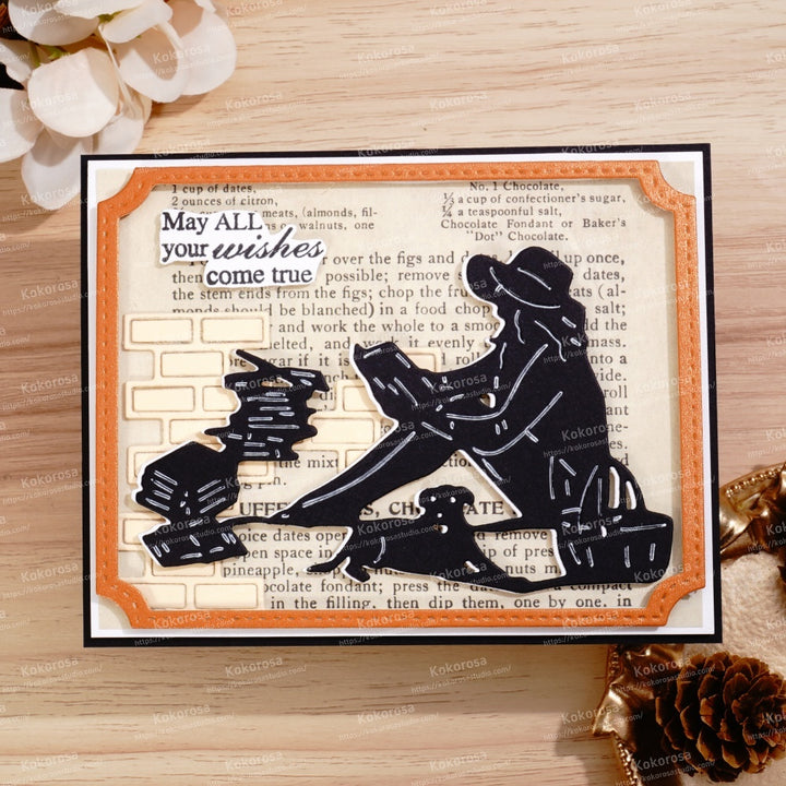 Kokorosa Metal Cutting Dies with Reading Girl and Dog