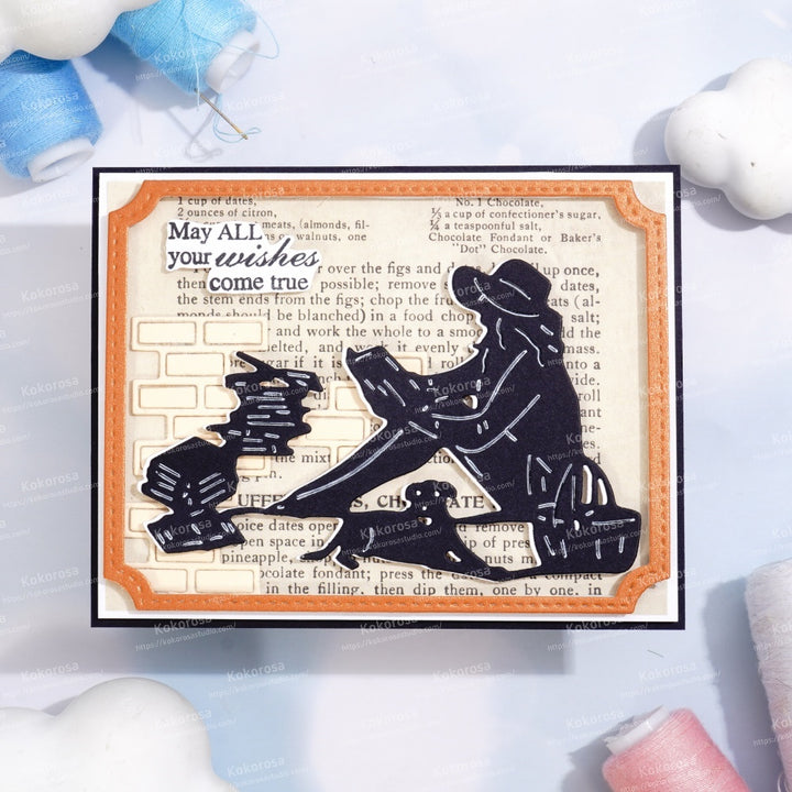 Kokorosa Metal Cutting Dies with Reading Girl and Dog