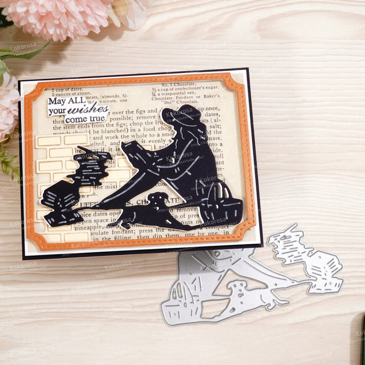 Kokorosa Metal Cutting Dies with Reading Girl and Dog