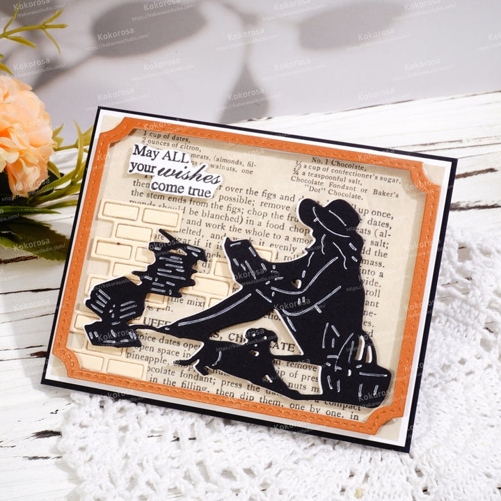 Kokorosa Metal Cutting Dies with Reading Girl and Dog