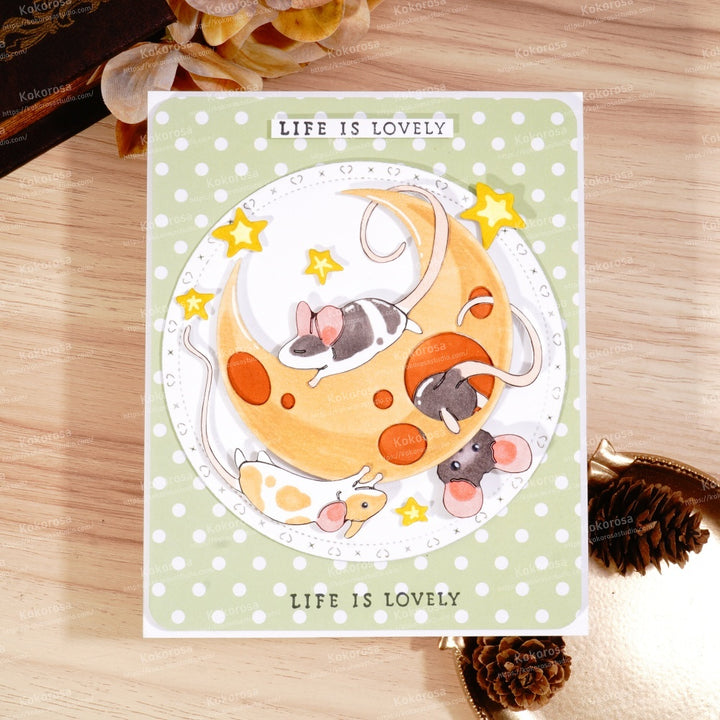 Kokorosa Metal Cutting Dies with Cheese Moon and Rat