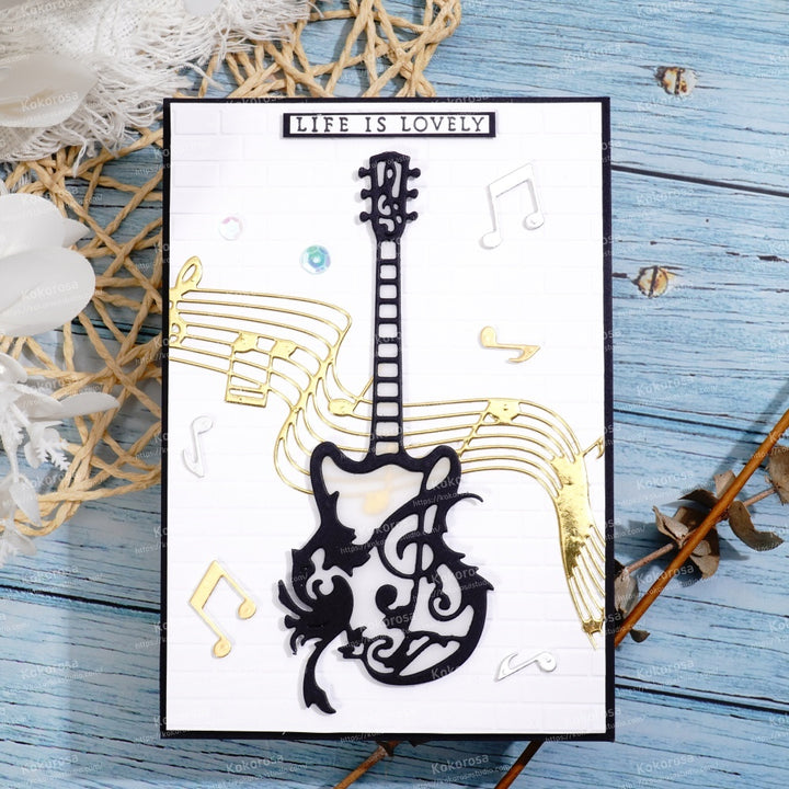 Kokorosa Metal Cutting Dies with Cat Note Guitar