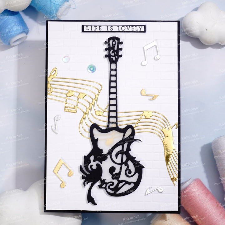 Kokorosa Metal Cutting Dies with Cat Note Guitar