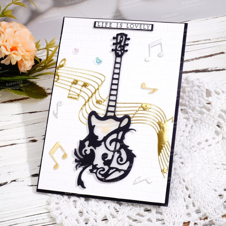 Kokorosa Metal Cutting Dies with Cat Note Guitar