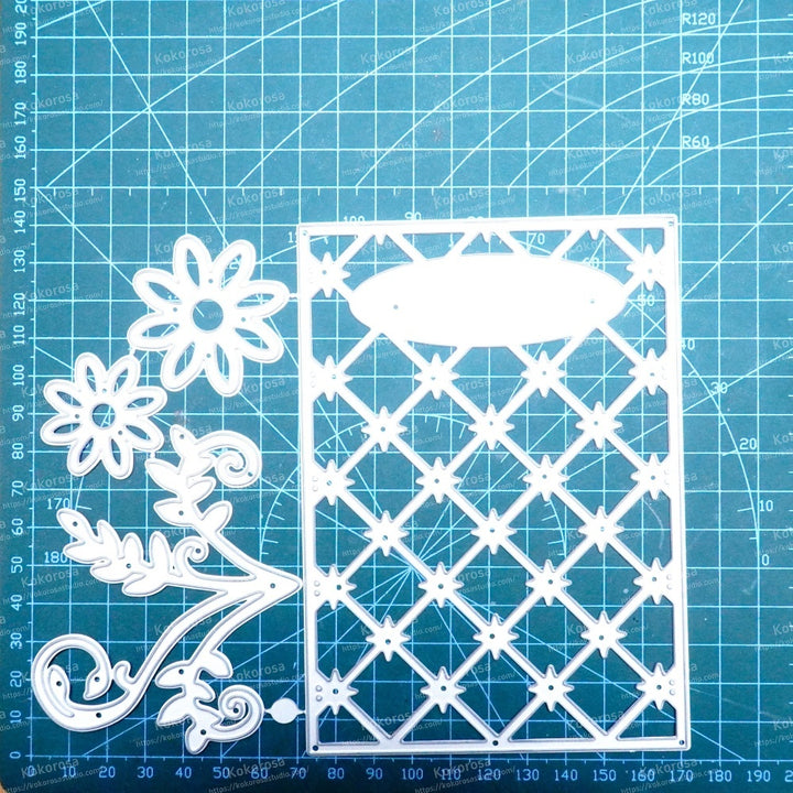 Kokorosa Metal Cutting Dies with Flower and Cross Background Board