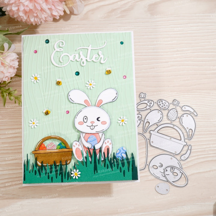 Kokorosa Metal Cutting Dies with Bunny Basket and Egg