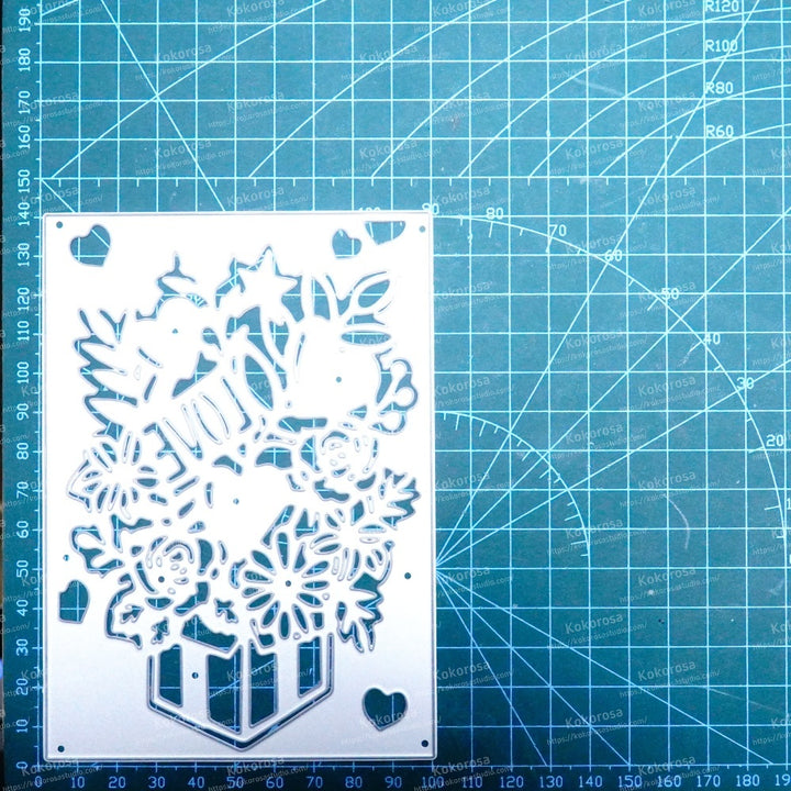 Kokorosa Metal Cutting Dies with Gift Flower Background Board