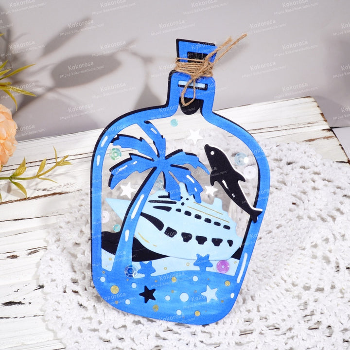 Kokorosa Metal Cutting Dies with Palm Tree Whale and Cruise in the Bottle