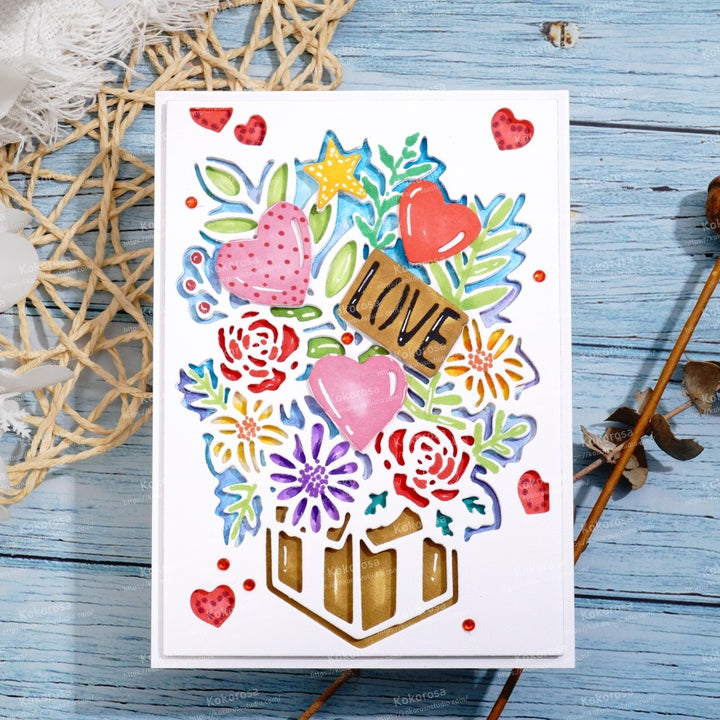 Kokorosa Metal Cutting Dies with Gift Flower Background Board