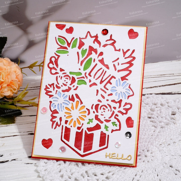 Kokorosa Metal Cutting Dies with Gift Flower Background Board