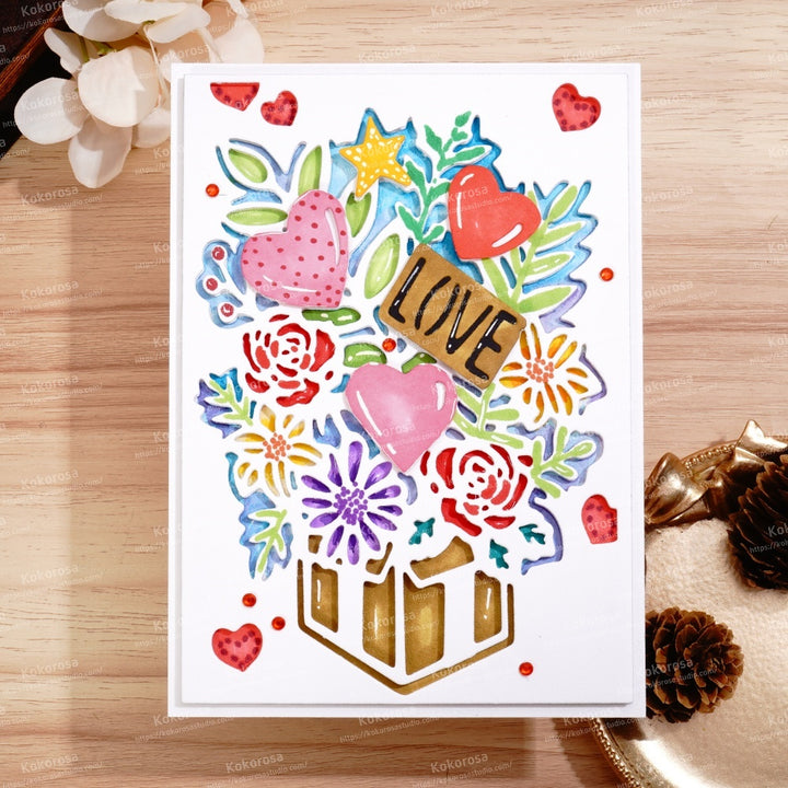 Kokorosa Metal Cutting Dies with Gift Flower Background Board