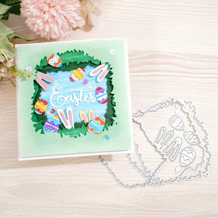 Kokorosa Metal Cutting Dies with 3 Layers of Grass,Eggs and Rabbit Ears