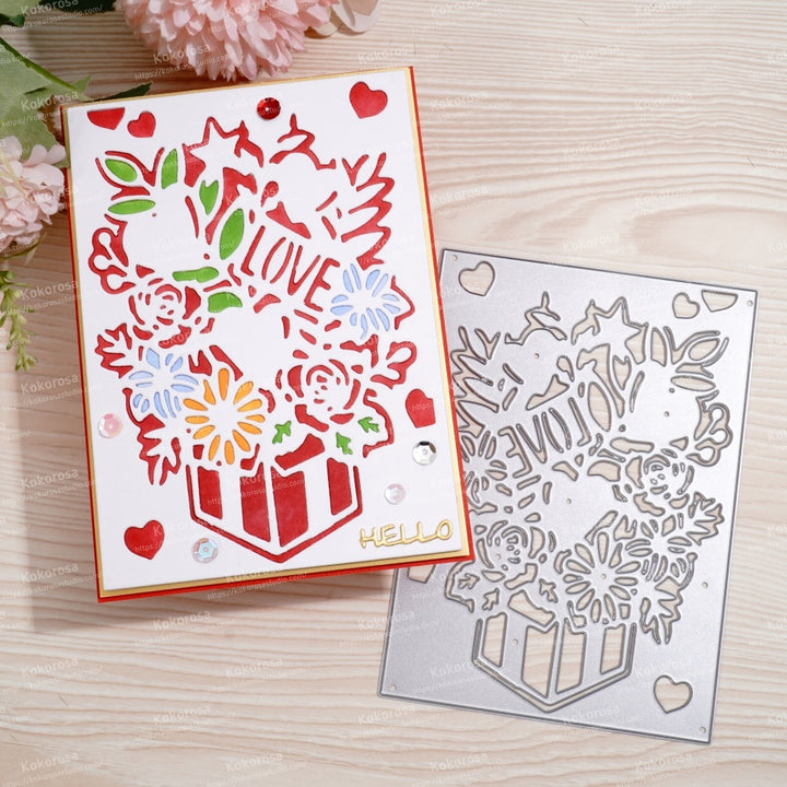 Kokorosa Metal Cutting Dies with Gift Flower Background Board