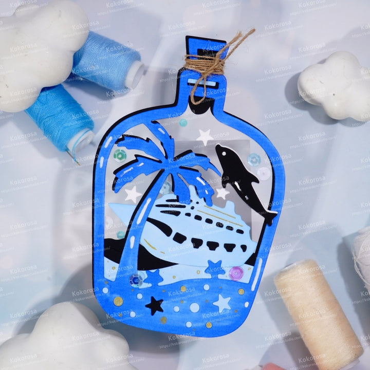 Kokorosa Metal Cutting Dies with Palm Tree Whale and Cruise in the Bottle