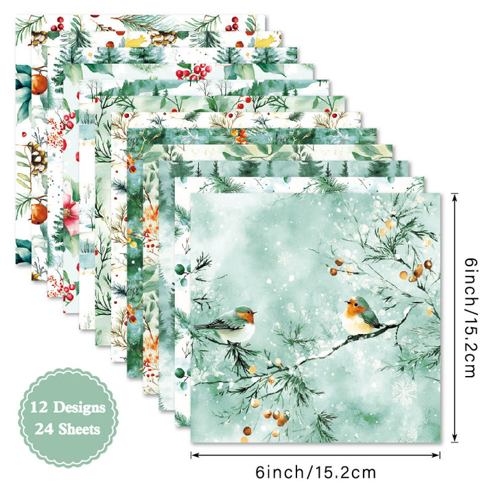 Kokorosa 24PCS 6" Snow Laden Bough Scrapbook & Cardstock Paper