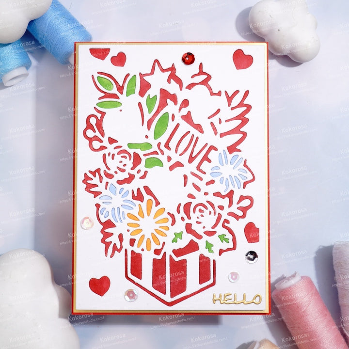 Kokorosa Metal Cutting Dies with Gift Flower Background Board