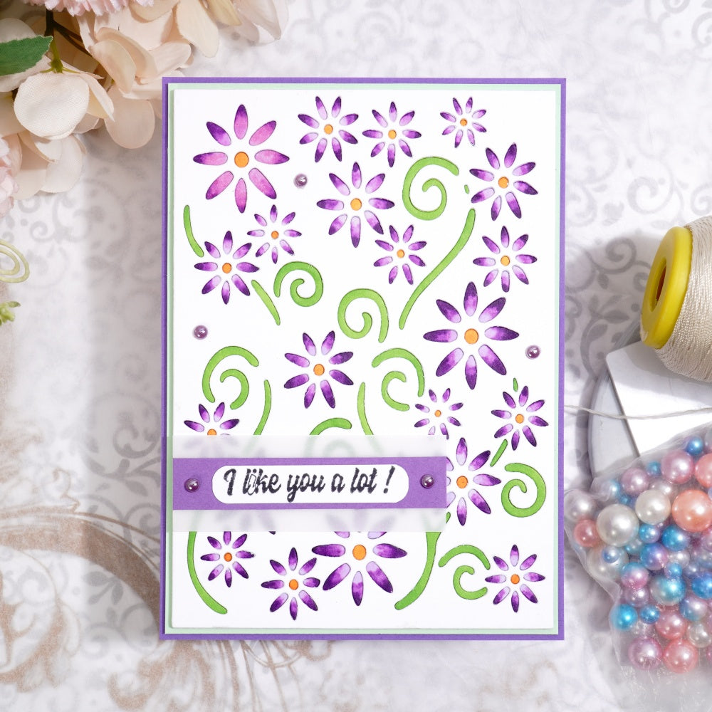 Kokorosa Metal Cutting Dies with Flower Hollow Background Board