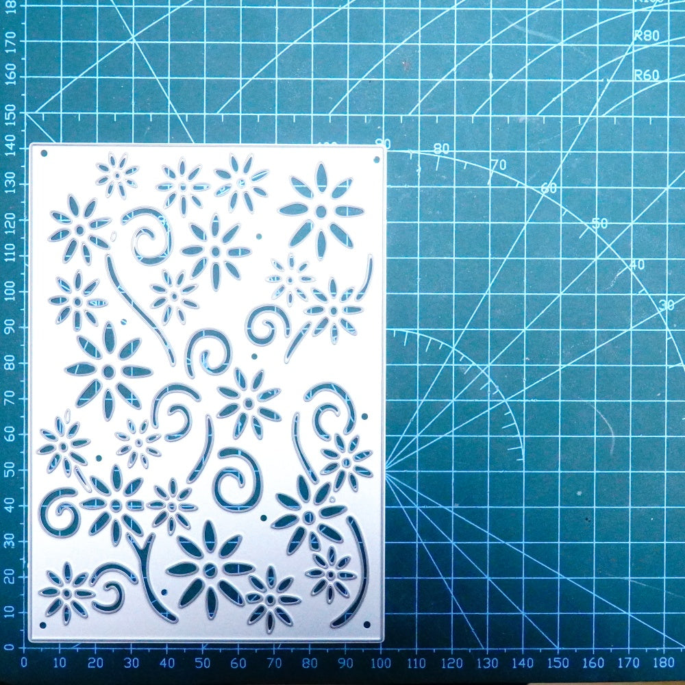 Kokorosa Metal Cutting Dies with Flower Hollow Background Board