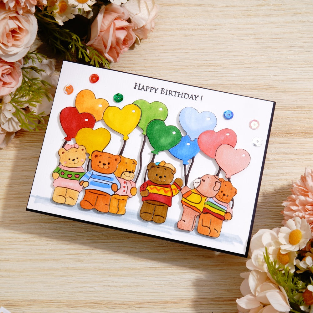 Kokorosa Metal Cutting Dies with Bears and Heart Balloons