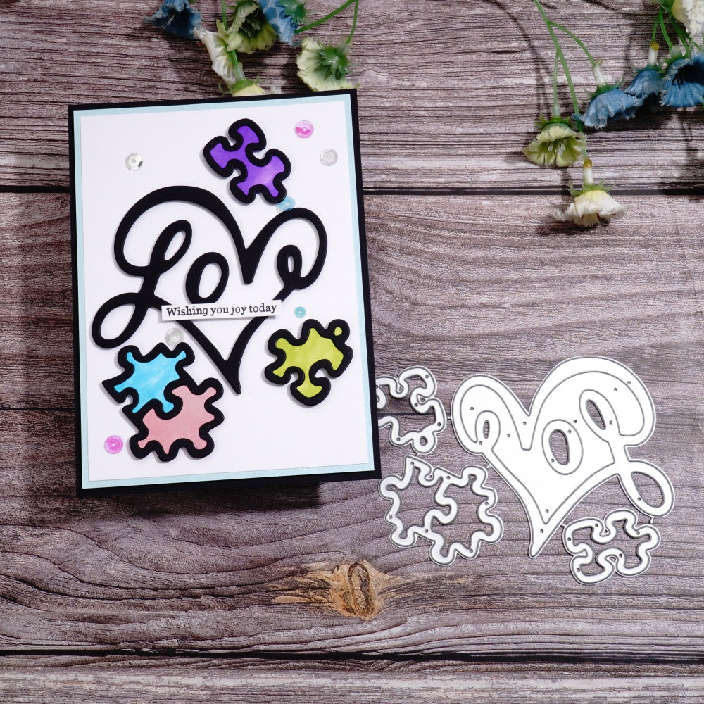 Kokorosa Metal Cutting Dies with Heart Shaped Jigsaw Puzzle