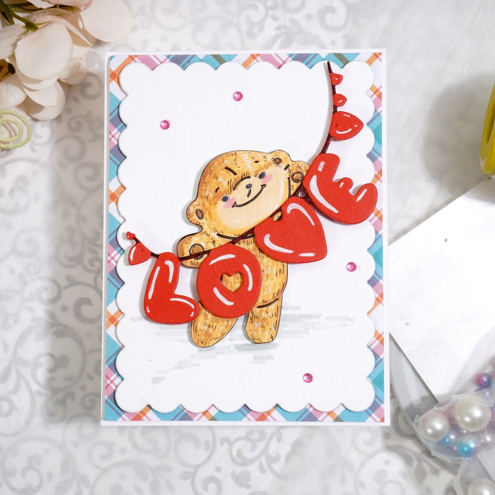 Kokorosa Metal Cutting Dies with Bear Hanging the Love Word