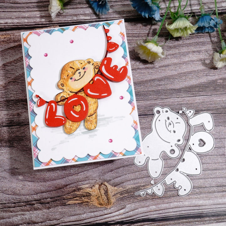 Kokorosa Metal Cutting Dies with Bear Hanging the Love Word