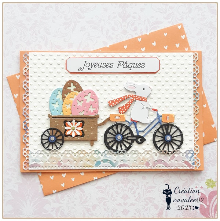 Kokorosa Metal Cutting Dies with Bunny Riding Bicycle Carrying Eggs