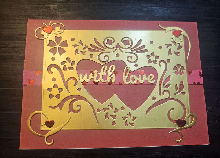 Kokorosa Metal Cutting Dies With Two Closed Hearts Background Board