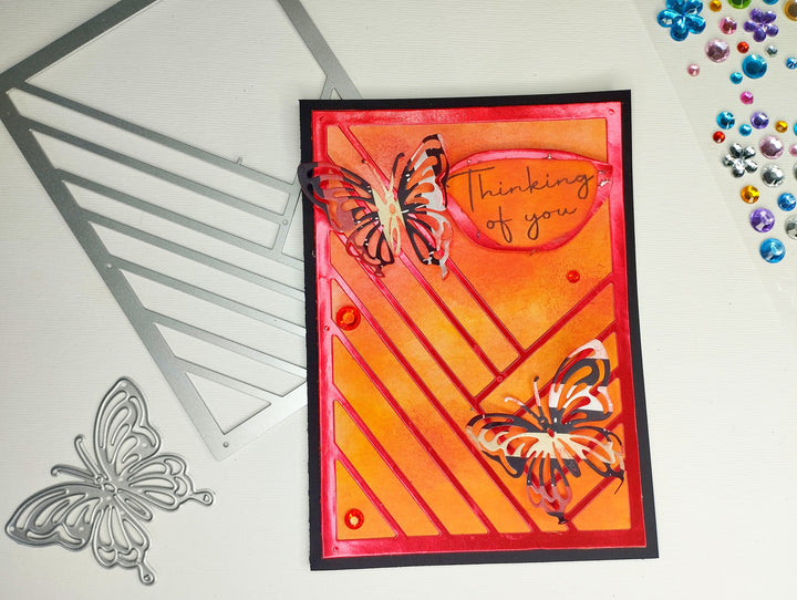 Kokorosa Metal Cutting Dies with Splicing Rectangular & Butterfly Background Board