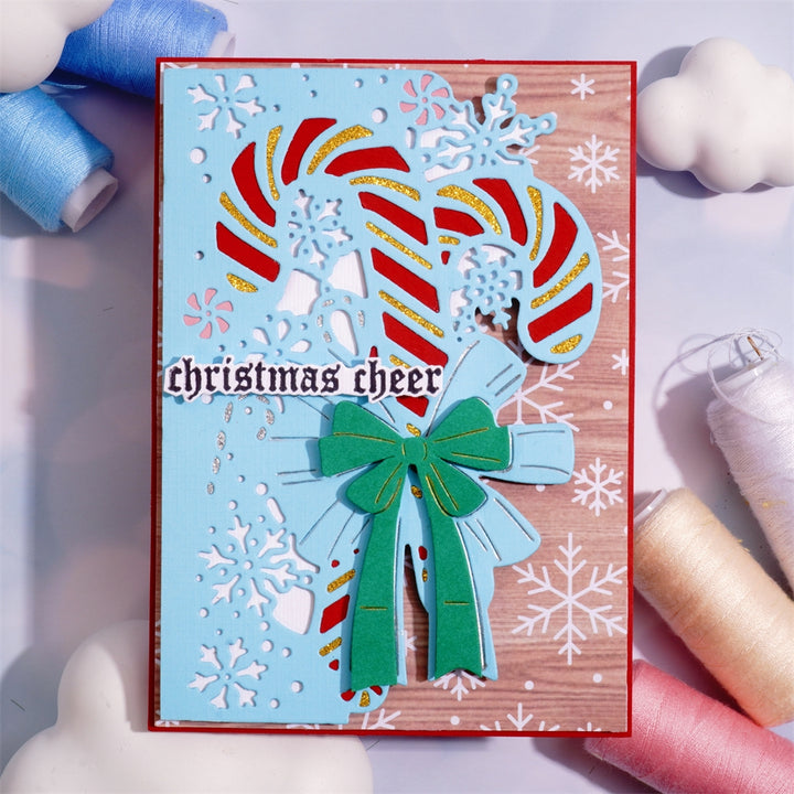 Kokorosa Metal Cutting Dies with Christmas Cane & Bow Border Board