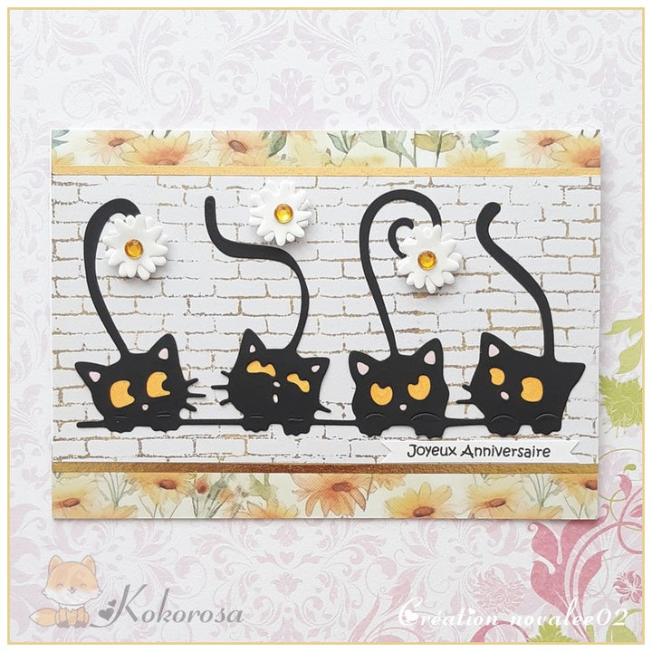 Kokorosa Metal Cutting Dies with 4 Funny Cats