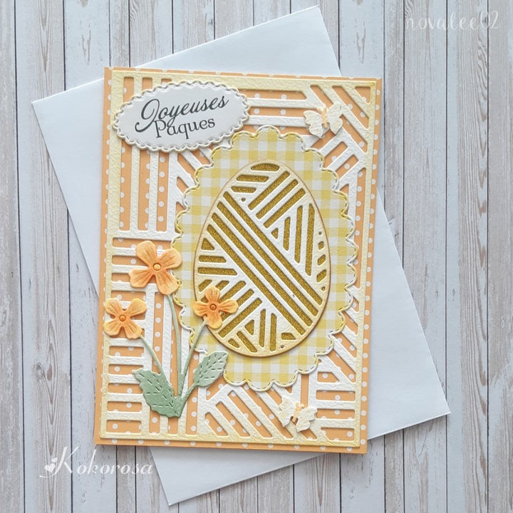 Kokorosa Metal Cutting Dies with Easter Lines & Eggs Background Board