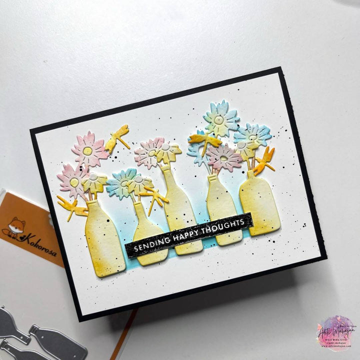 Kokorosa Metal Cutting Dies with Flowers in Bottles